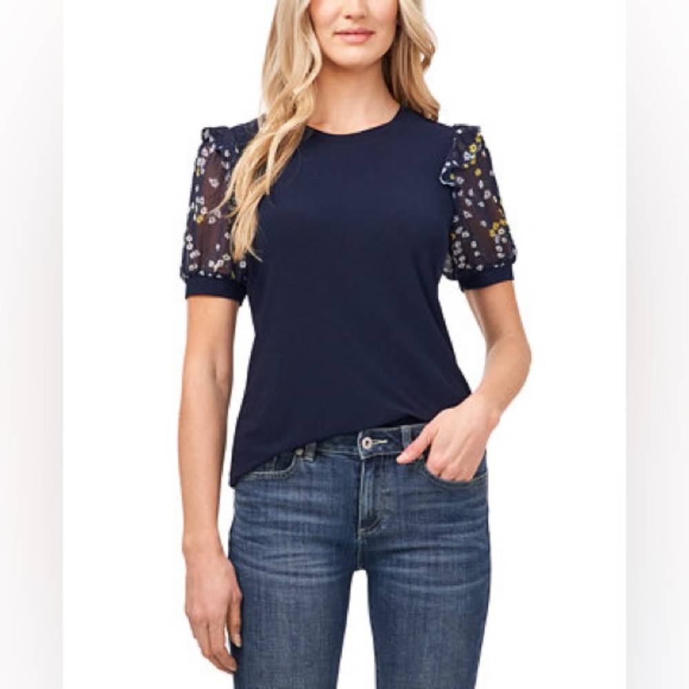 Laundry by Shelli Segal Top with Sheer Sleeves